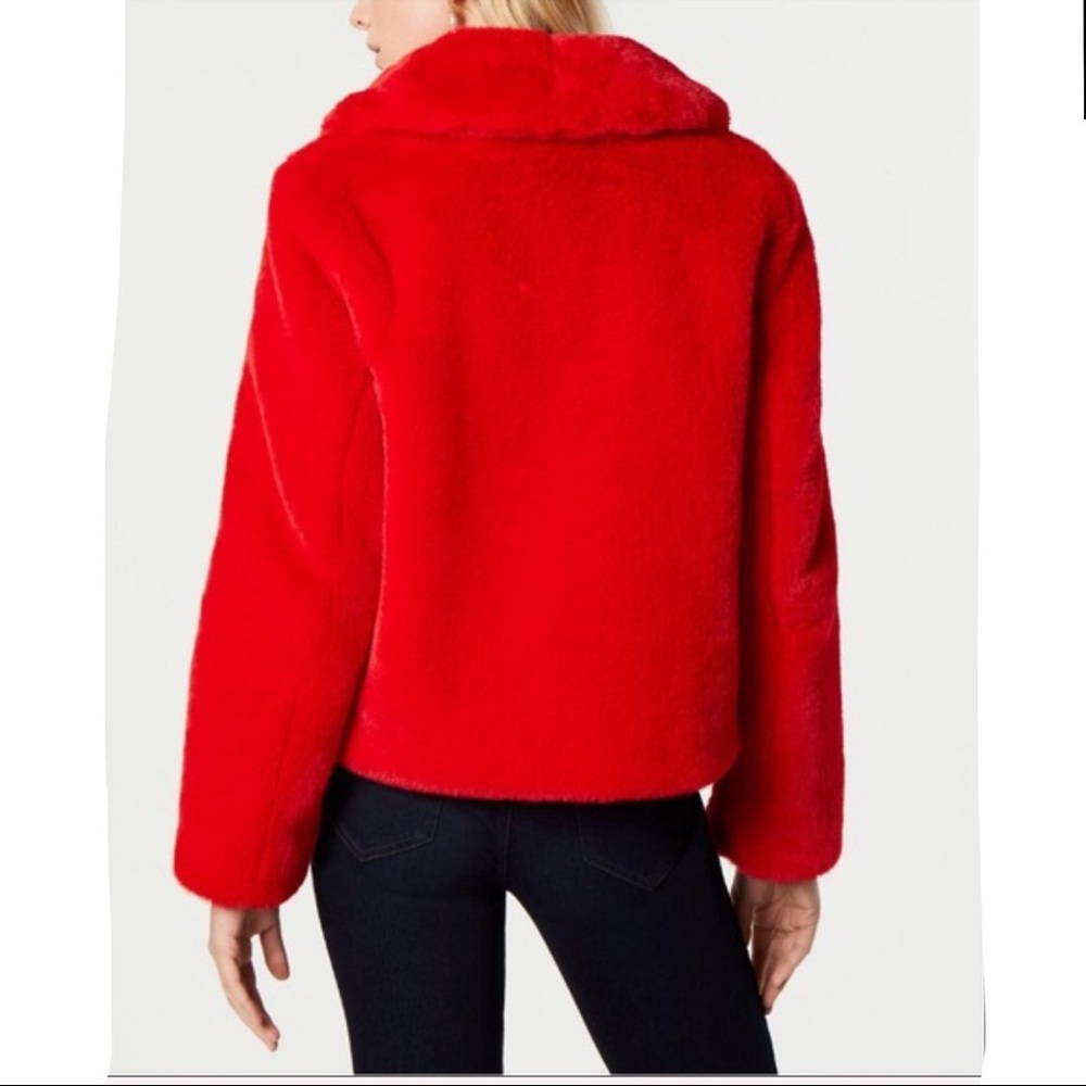 I.N.C. Cozy Red Shawl Collar Faux Fur Coat - Picture 2 of 7
